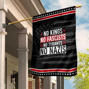 No Kings No Fascists No Nazis Garden Flag Patriotic Political TS12 Distressed Black Red Print Your Wear