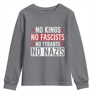 No Kings No Fascists No Nazis Youth Sweatshirt Patriotic Political TS12 Charcoal Print Your Wear
