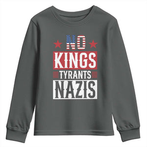 American Democracy Youth Sweatshirt No Kings No Tyrants No Nazis TS12 Dark Heather Print Your Wear