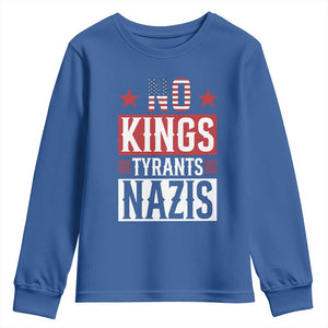 American Democracy Youth Sweatshirt No Kings No Tyrants No Nazis TS12 Royal Blue Print Your Wear