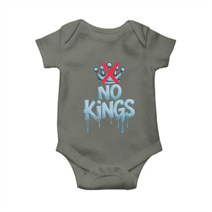 No Kings Abolish ICE Baby Onesie Anti Authoritarian Protest TS12 Military Green Print Your Wear
