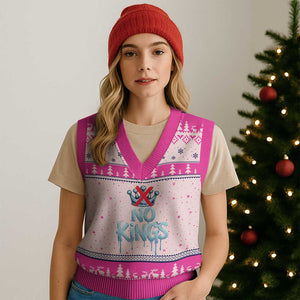 No Kings Abolish ICE V-Neck Knit Sweater Vest Anti Authoritarian Protest TS12 Hot Pink Print Your Wear