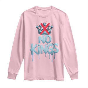 No Kings Abolish ICE Long Sleeve Shirt Anti Authoritarian Protest TS12 Light Pink Print Your Wear