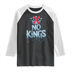 No Kings Abolish ICE Raglan Shirt Anti Authoritarian Protest TS12 Black White Print Your Wear
