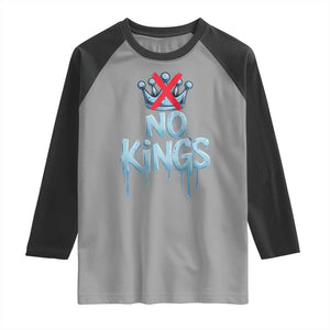 No Kings Abolish ICE Raglan Shirt Anti Authoritarian Protest TS12 Sport Gray Black Print Your Wear