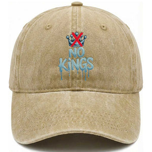 No Kings Abolish ICE Washed Cotton Baseball Cap Anti Authoritarian Protest TS12 Washed Cap Universal Fit Khaki Print Your Wear