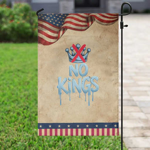 No Kings Abolish ICE Garden Flag Anti Authoritarian Protest TS12 Vintage Rustic Tan Navy Print Your Wear