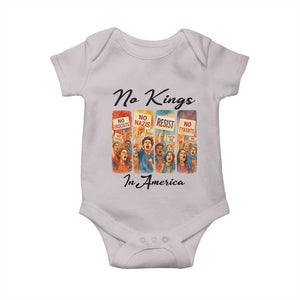 No Kings In America Baby Onesie American Anti Authoritarian Protest TS12 Ice Gray Print Your Wear