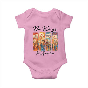 No Kings In America Baby Onesie American Anti Authoritarian Protest TS12 Light Pink Print Your Wear