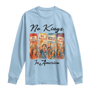 No Kings In America Long Sleeve Shirt American Anti Authoritarian Protest TS12 Light Blue Print Your Wear