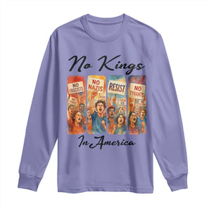 No Kings In America Long Sleeve Shirt American Anti Authoritarian Protest TS12 Violet Print Your Wear