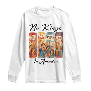No Kings In America Long Sleeve Shirt American Anti Authoritarian Protest TS12 White Print Your Wear