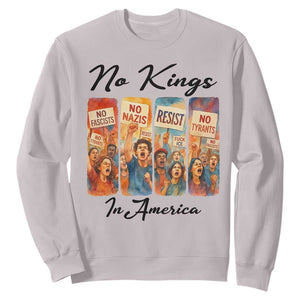 No Kings In America Sweatshirt American Anti Authoritarian Protest TS12 Ice Gray Print Your Wear