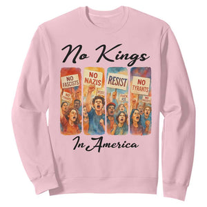 No Kings In America Sweatshirt American Anti Authoritarian Protest TS12 Light Pink Print Your Wear