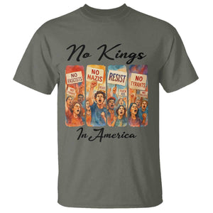 No Kings In America T Shirt American Anti Authoritarian Protest TS12 Military Green Print Your Wear