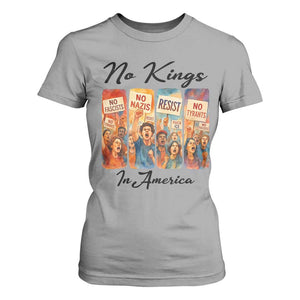 No Kings In America T Shirt For Women American Anti Authoritarian Protest TS12 Sport Gray Print Your Wear