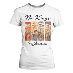 No Kings In America T Shirt For Women American Anti Authoritarian Protest TS12 White Print Your Wear