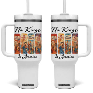 No Kings In America Tumbler With Handle American Anti Authoritarian Protest TS12 One Size: 40 oz White Print Your Wear
