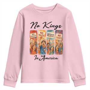 No Kings In America Youth Sweatshirt American Anti Authoritarian Protest TS12 Light Pink Print Your Wear