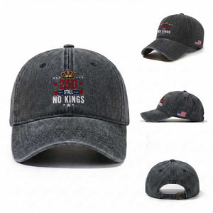 250 Still No Kings Washed Cotton Baseball Cap American Patriot Freedom TS12 Washed Cap Universal Fit Dark Gray Print Your Wear