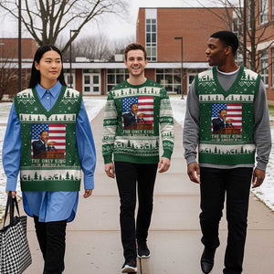 The Only King In America V-Neck Knit Sweater Vest Honoring Martin Luther King Jr TS12 Forest Green Beige Print Your Wear