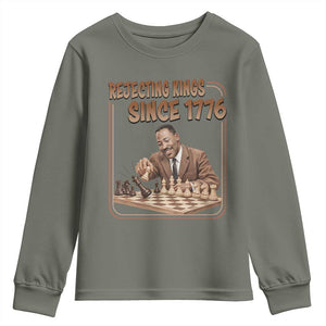 Martin Luther King Youth Sweatshirt Rejecting Kings Since 1776 TS12 Military Green Print Your Wear