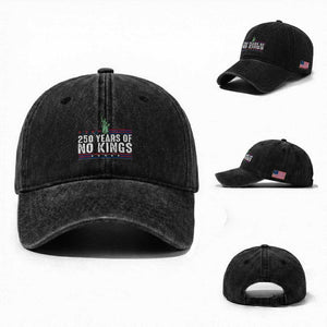 250 Years Of No Kings Washed Cotton Baseball Cap Statue Of Liberty Freedom Protest TS12 Washed Cap Universal Fit Black Print Your Wear