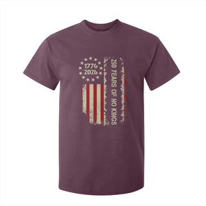 250 Years Of No Kings T Shirt For Kid Vintage American Flag TS12 Maroon Print Your Wear