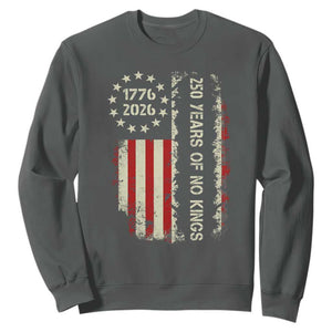 250 Years Of No Kings Sweatshirt Vintage American Flag TS12 Dark Heather Print Your Wear