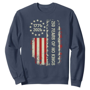250 Years Of No Kings Sweatshirt Vintage American Flag TS12 Navy Print Your Wear