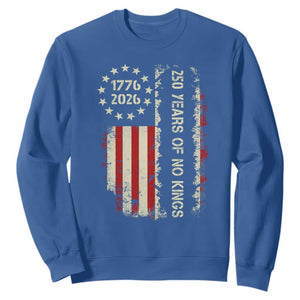 250 Years Of No Kings Sweatshirt Vintage American Flag TS12 Royal Blue Print Your Wear