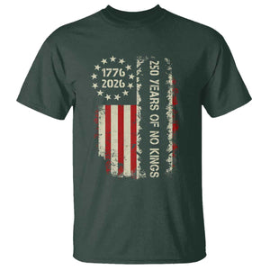 250 Years Of No Kings T Shirt Vintage American Flag TS12 Dark Forest Green Print Your Wear