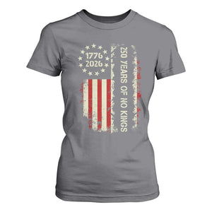 250 Years Of No Kings T Shirt For Women Vintage American Flag TS12 Charcoal Print Your Wear