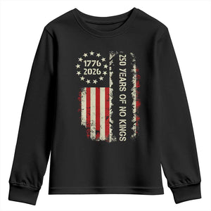 250 Years Of No Kings Youth Sweatshirt Vintage American Flag TS12 Black Print Your Wear