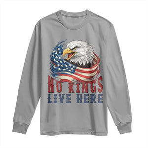 No Kings Live Here Long Sleeve Shirt Patriotic American Eagle TS12 Sport Gray Print Your Wear