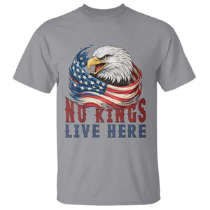 No Kings Live Here T Shirt Patriotic American Eagle TS12 Sport Gray Print Your Wear