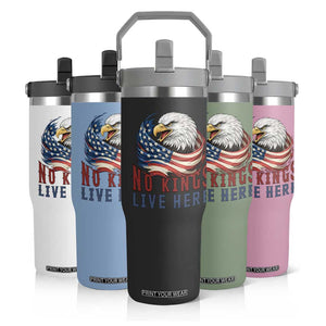 No Kings Live Here Flip Straw Tumbler Patriotic American Eagle TS12 Print Your Wear
