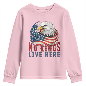 No Kings Live Here Youth Sweatshirt Patriotic American Eagle TS12 Light Pink Print Your Wear