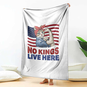 No Kings Live Here Throw Blanket Funny Rosie The Riveter Cat Feminist Gift TS12 Print Your Wear