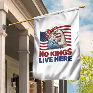 No Kings Live Here Garden Flag Funny Rosie The Riveter Cat Feminist Gift TS12 Print Your Wear
