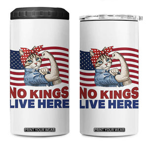 No Kings Live Here 4 in 1 Can Cooler Tumbler Funny Rosie The Riveter Cat Feminist Gift TS12 One Size: 16 oz White Print Your Wear