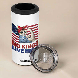 No Kings Live Here 4 in 1 Can Cooler Tumbler Funny Rosie The Riveter Cat Feminist Gift TS12 Print Your Wear