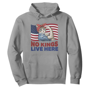 No Kings Live Here Hoodie Funny Rosie The Riveter Cat Feminist Gift TS12 Sport Gray Print Your Wear