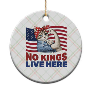 No Kings Live Here Ceramic Ornament Funny Rosie The Riveter Cat Feminist Gift TS12 1pc Christmas Plaid Print Your Wear