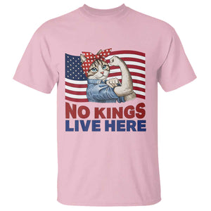 No Kings Live Here T Shirt Funny Rosie The Riveter Cat Feminist Gift TS12 Light Pink Print Your Wear