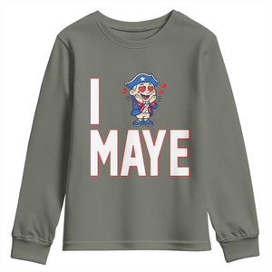 I Love Maye Youth Sweatshirt Funny QB Sport Fan TS12 Military Green Print Your Wear