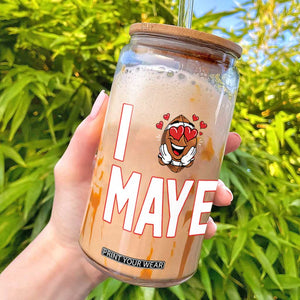 I Love Maye Glass Can Football Lover Gift For NE Fan TS12 Black Print Your Wear