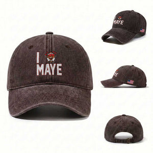 I Love Maye Washed Cotton Baseball Cap Football Lover Gift For NE Fan TS12 Washed Cap Universal Fit Dark Brown Print Your Wear