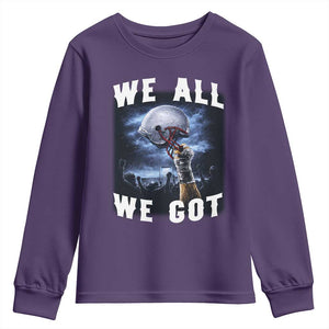 We All We Got Football Helmet Victory Graphic Youth Sweatshirt TS12 Purple Print Your Wear