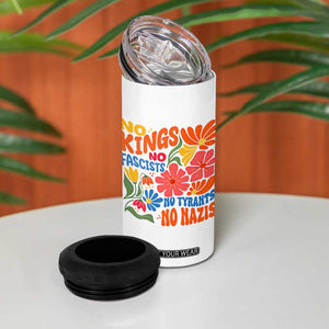 No Kings Wildflower Protest 4 in 1 Can Cooler Tumbler No Fascists No Tyrants No Nazis TS12 Print Your Wear
